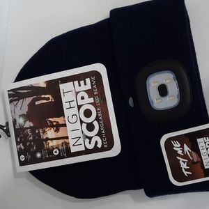 Night Scope Knit Beanie Hat Cap Headwear USB Rechargeable LED Light Unisex Blue